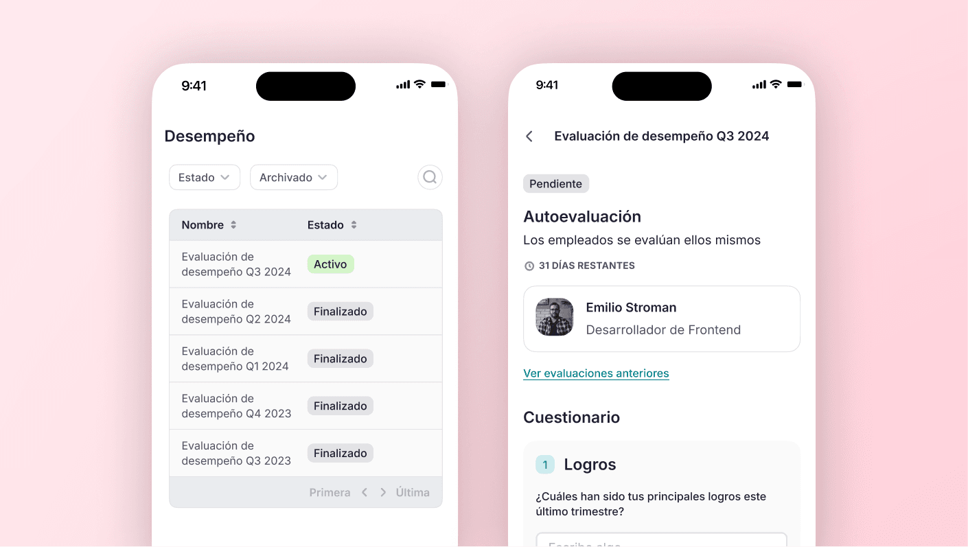 Gestiona las evaluaciones de desempeño desde tu móvil