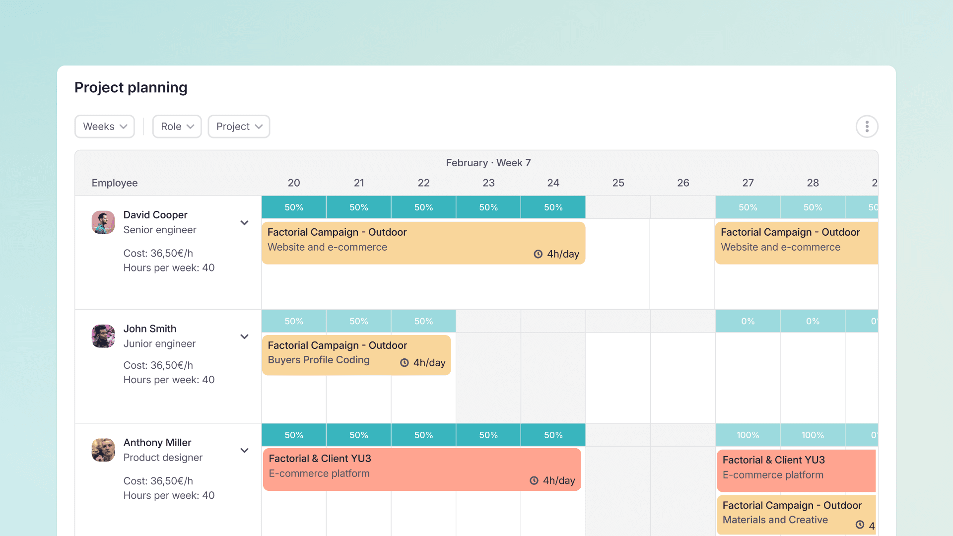 Utiliza la vista de calendario en Proyectos