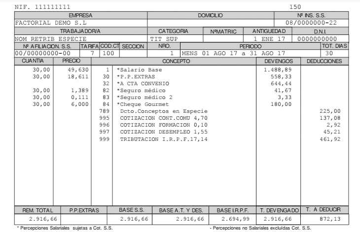 deducciones en nomina ejemplo