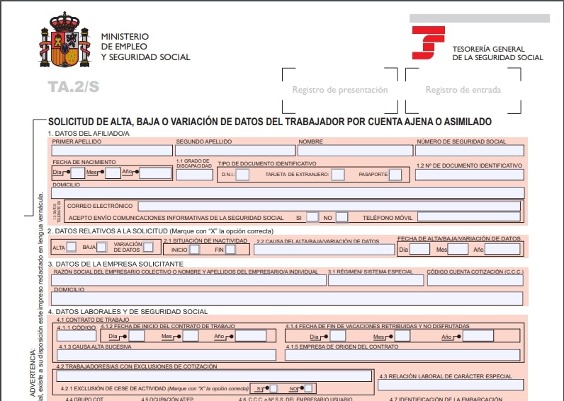 ta2 seguridad social modelo