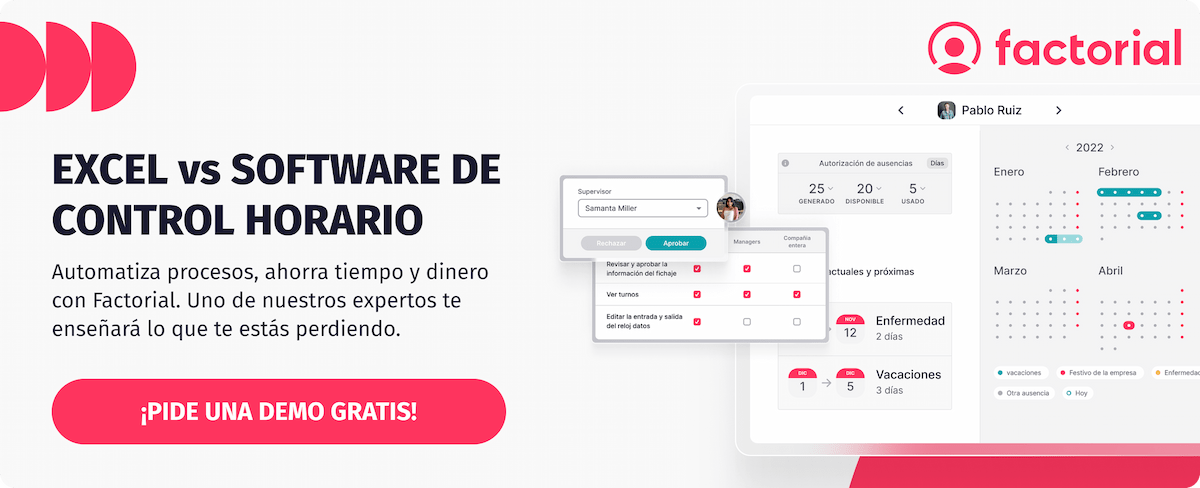 excel vs software de control horario Factorial