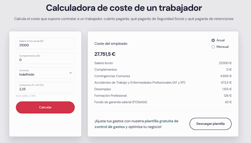 calculadora coste de trabajador
