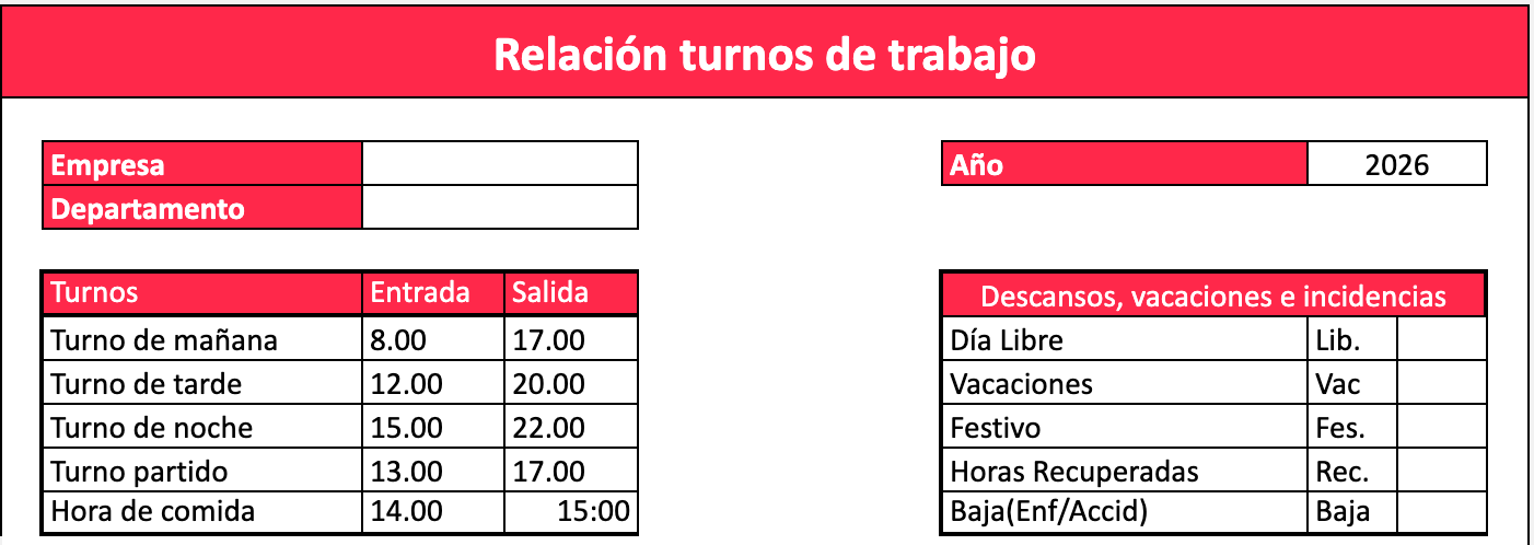 cuadrante de turnos horarios