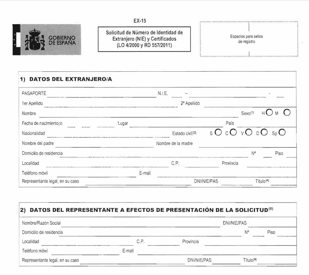 Formulario de solicitud EX-15.